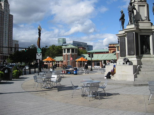 Seating in Kennedy Plaza Providence