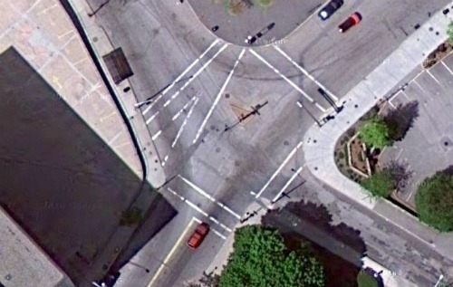 Weybosset Hill intersection from the air.