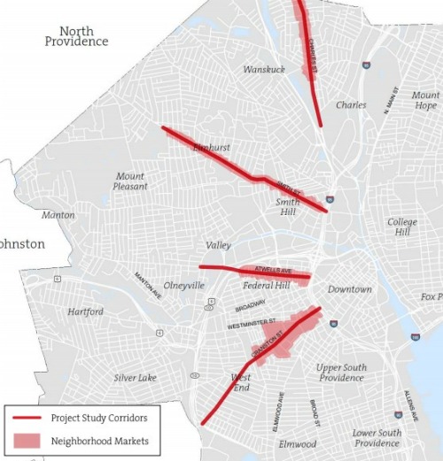 Project corridors and corresponding Neighborhood Markets areas